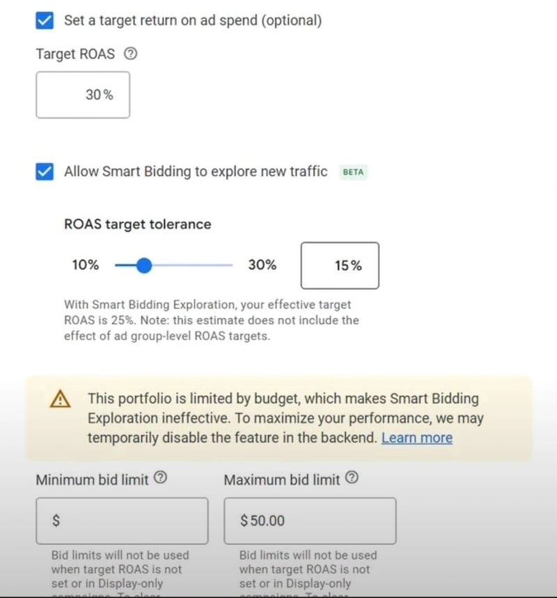 bid limits google ads