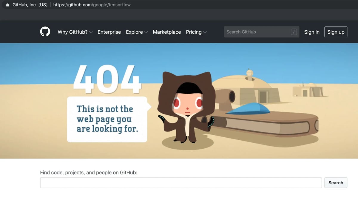 pagina error github