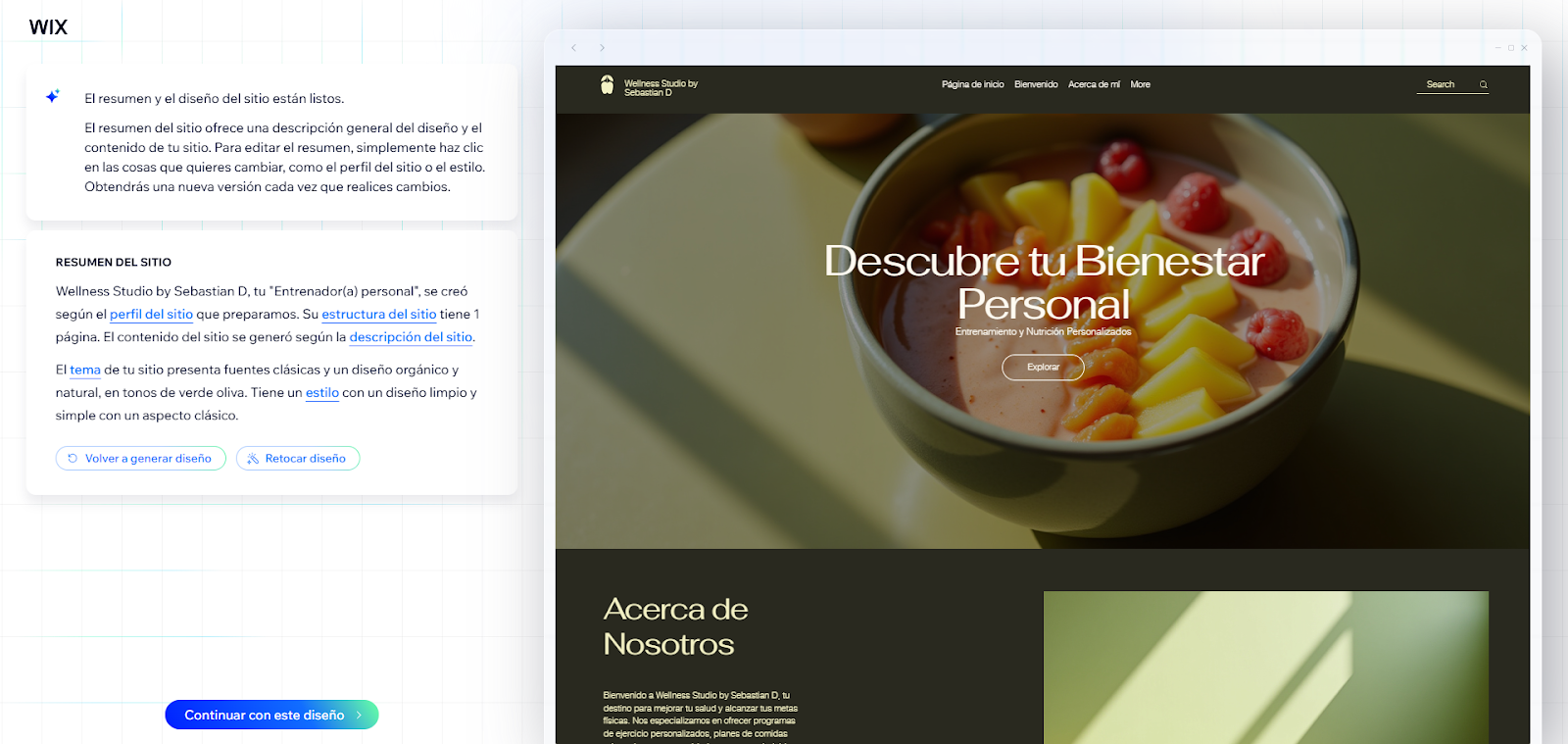 IA de Wix para crear sitios web