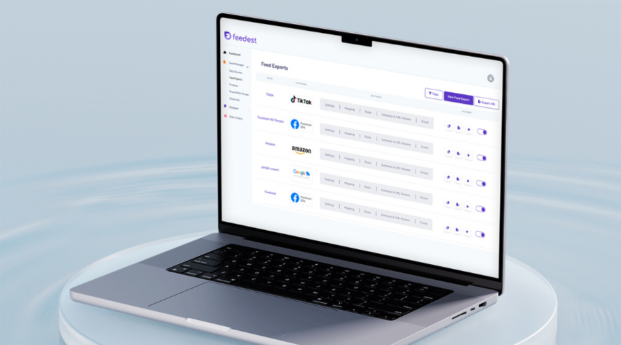 Un portátil con la plataforma Feedest