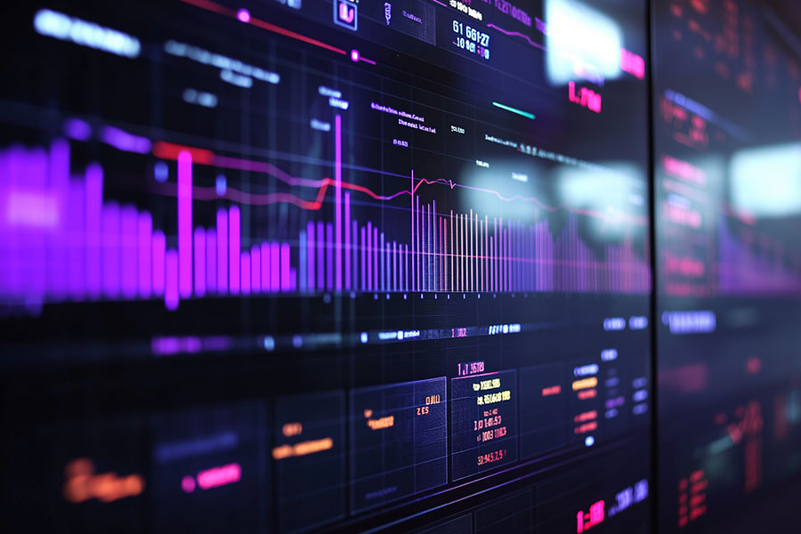 Diferentes gráficos de datos en una pantalla