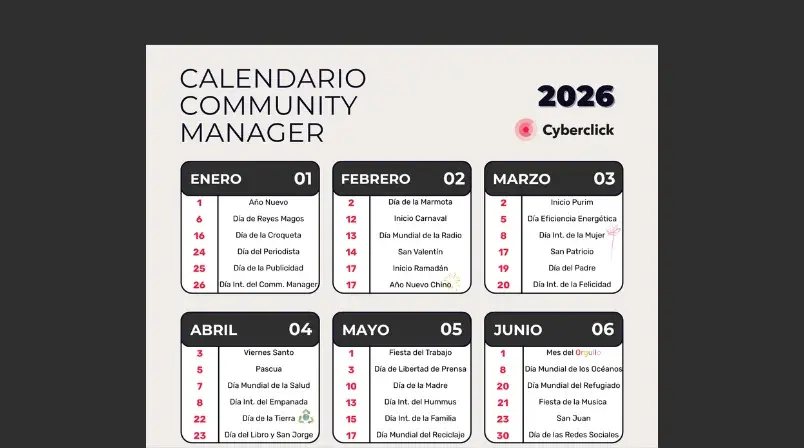 Calendario del Community Manager 2026
